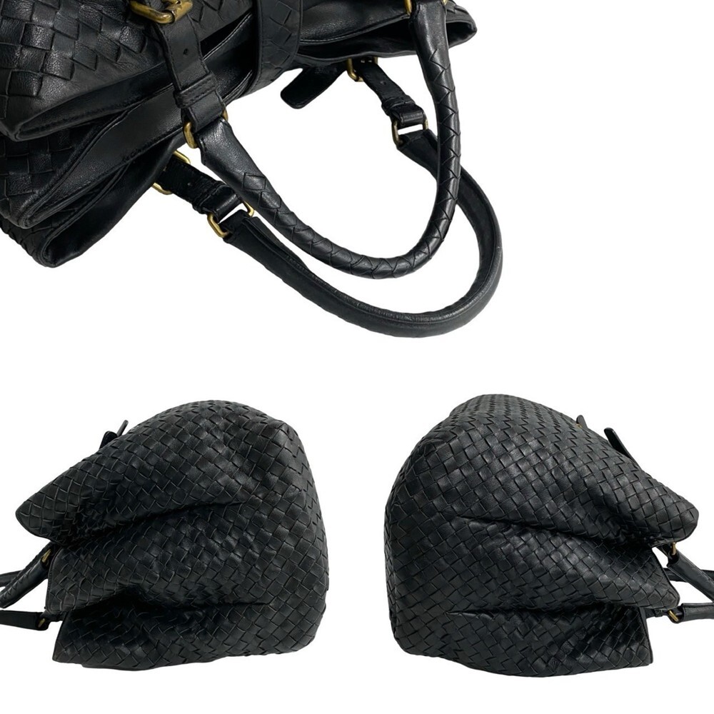 BOTTEGA VENETA Black Leather Intrecciato Tote Bag - Picture 6 of 9